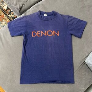 DENON DJ Stereo 80s VINTAGE Single Stitch Soft SHIRT Medium fits Small Blue